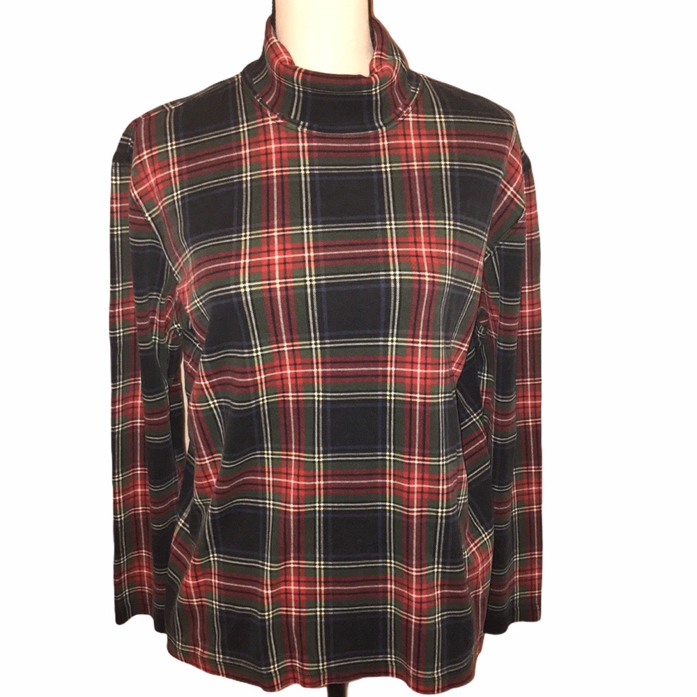 Talbots Plaid Turtleneck Top